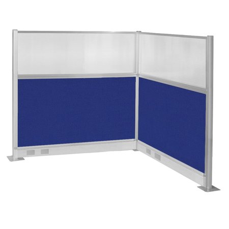 VERSARE Pre-Configured Hush Panel Electric Cubicle (L Shape) 6' x 6' W/ Window Royal Blue Fabric 1859422